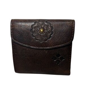 Rare-Vintage Three Fold Patricia Nash Leather Wallet With Kisslock Change Pocket